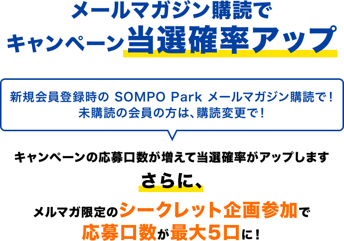 メールマガジン購読でキャンペーン当選確率アップ