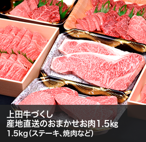 上田牛づくし 産地直送のおまかせお肉1.5㎏