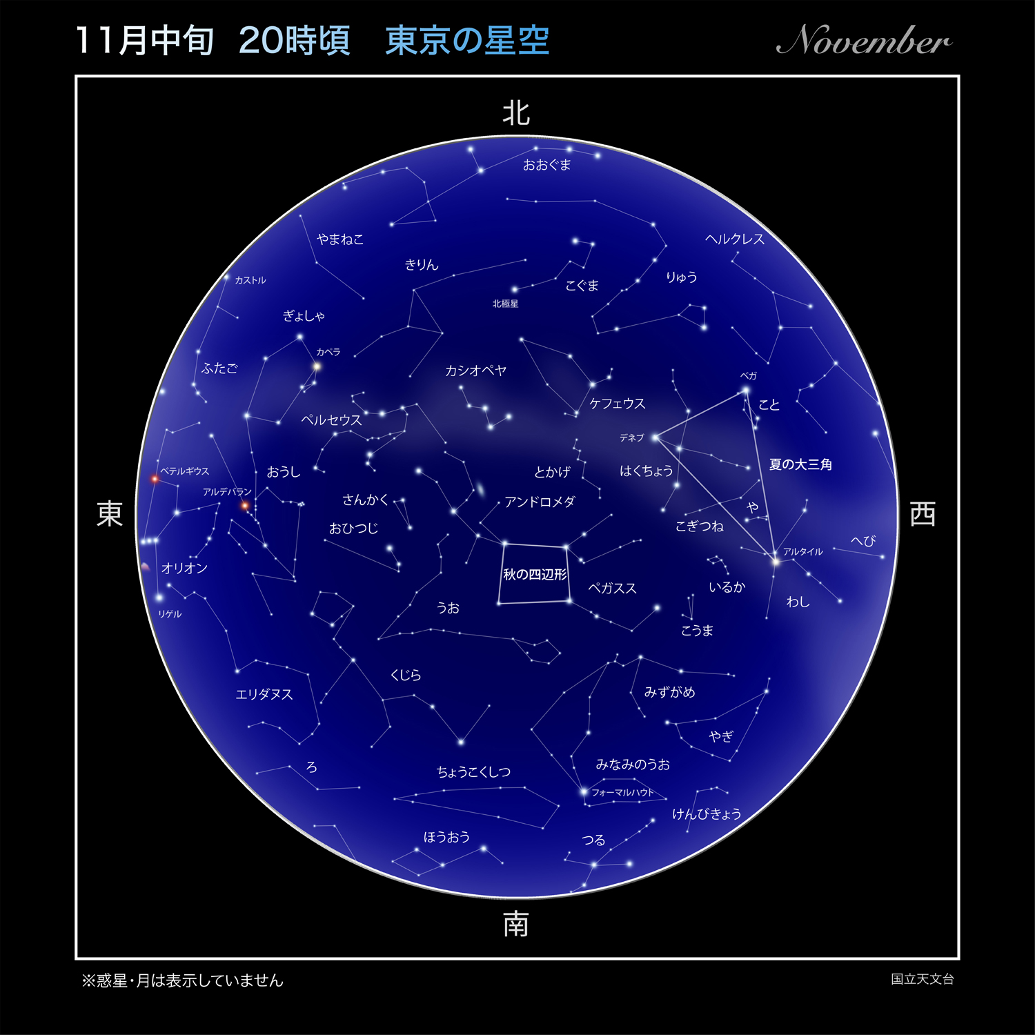 11月中旬 20時頃 東京の星空