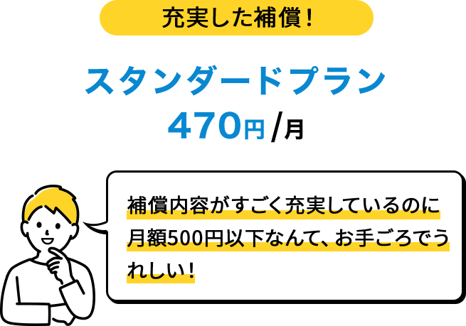 充実した補償！ スタンダードプラン　470円/月