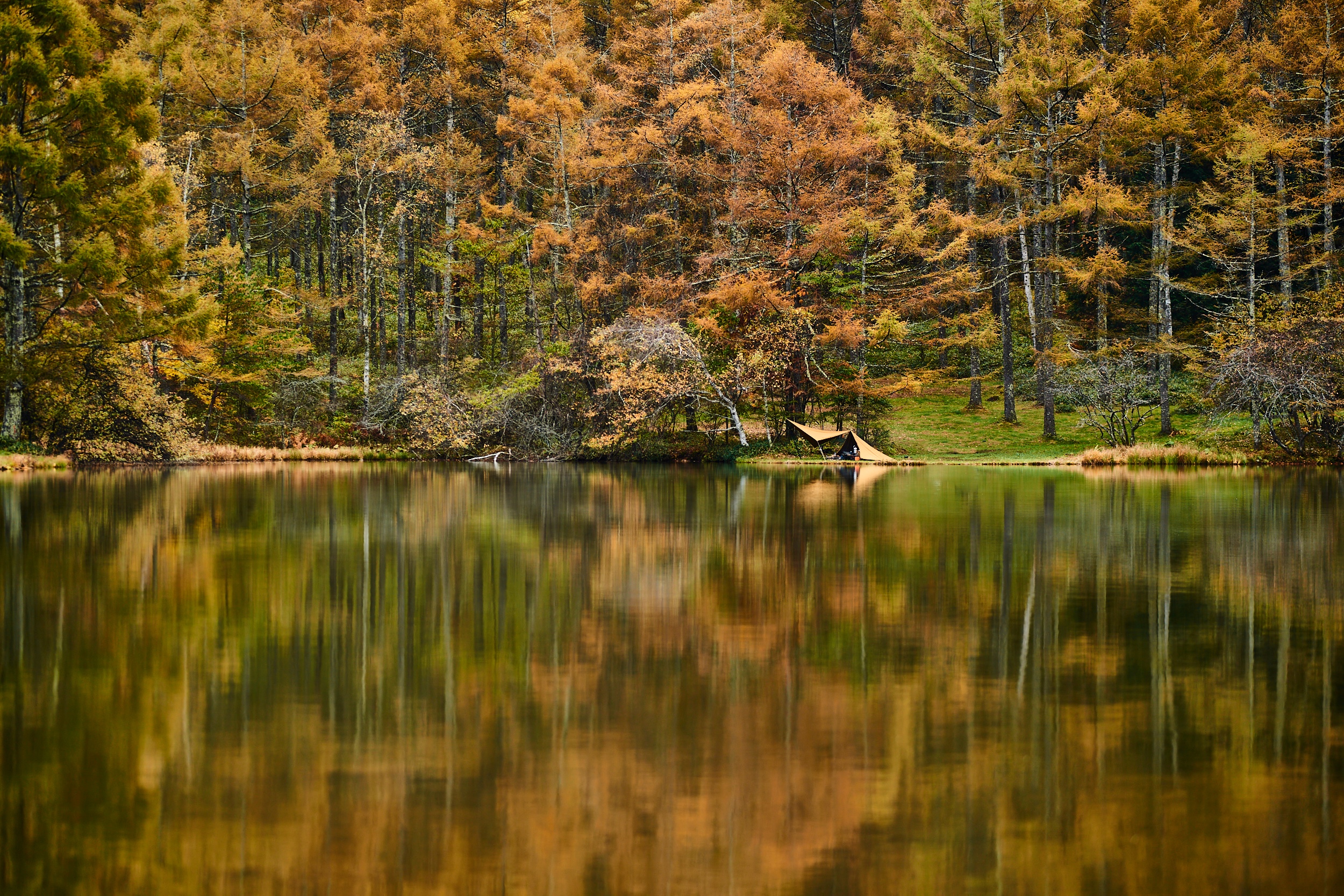 湖畔沿いの紅葉が素晴らしい絶景キャンプ場