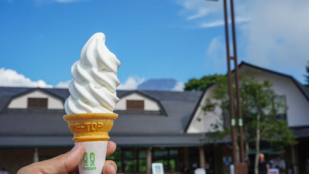 道の駅 朝霧高原とソフトクリーム