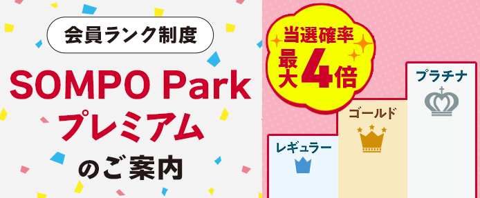 会員ランク制度 SOMPO Park プレミアムのご案内　当選確率最大4倍