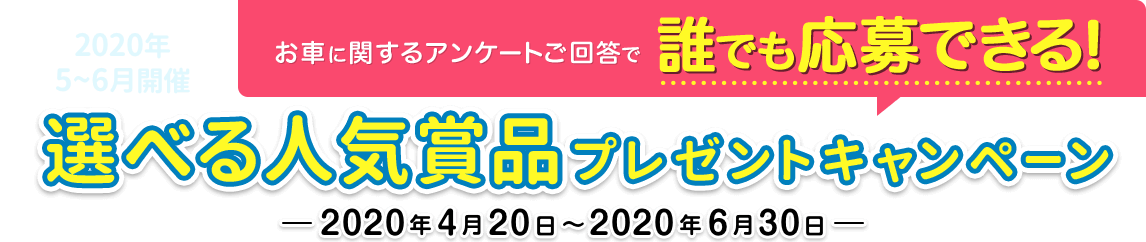 SOMPO Park 2020年 5〜6月開催 お車に関するアンケートご回答で 誰でも応募できる！ SOMPO Park 選べる人気賞品プレゼントキャンペーン-2020年4月20日〜2020年6月30日-