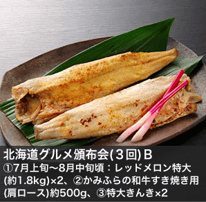 北海道グルメ頒布会(３回)Ｂ