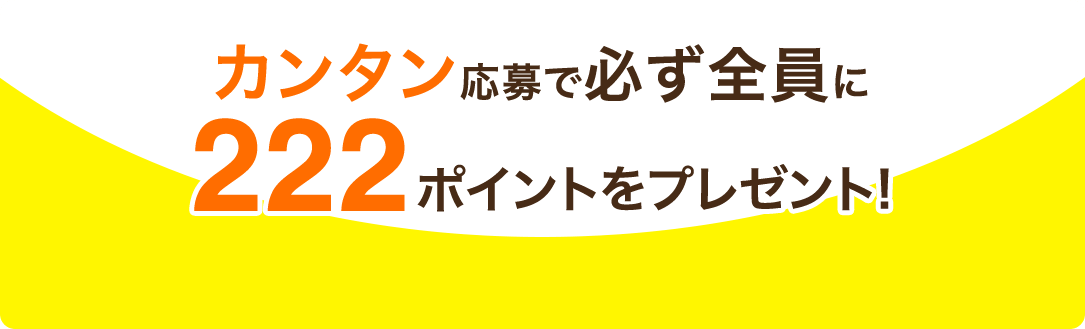 ハズレなし!カンタン応募で必ず全員に222ポイントをプレゼント!