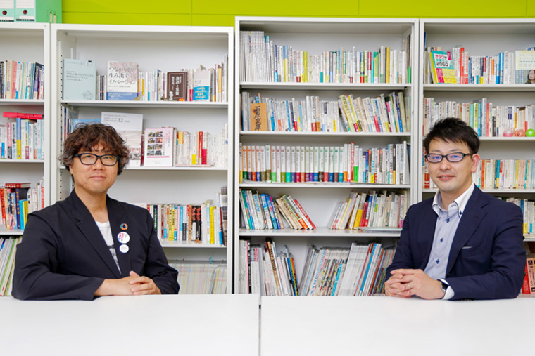 岡山支店法人支社 支社長代理の森慶一郎さんと岡山NPOセンター 代表理事の石原達也さん